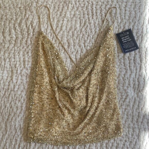 Gold Sequin Women's Top - Picture 1 of 6